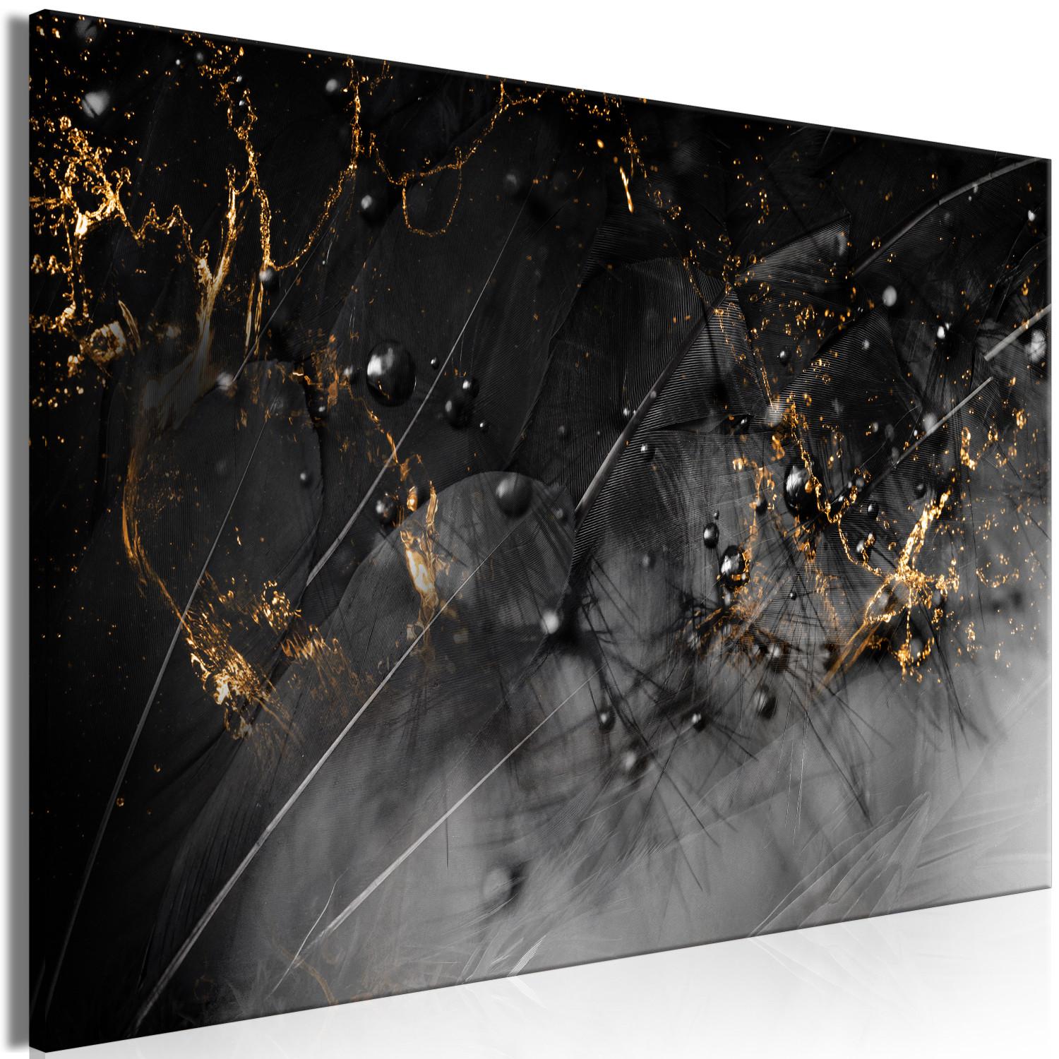 Canvas Swan's Wing (1-piece) - elegant abstraction in black feathers
