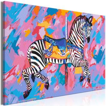 Paint by Number Kit Rainbow Zebra - Striped Animal on a Colorful Artistic Background