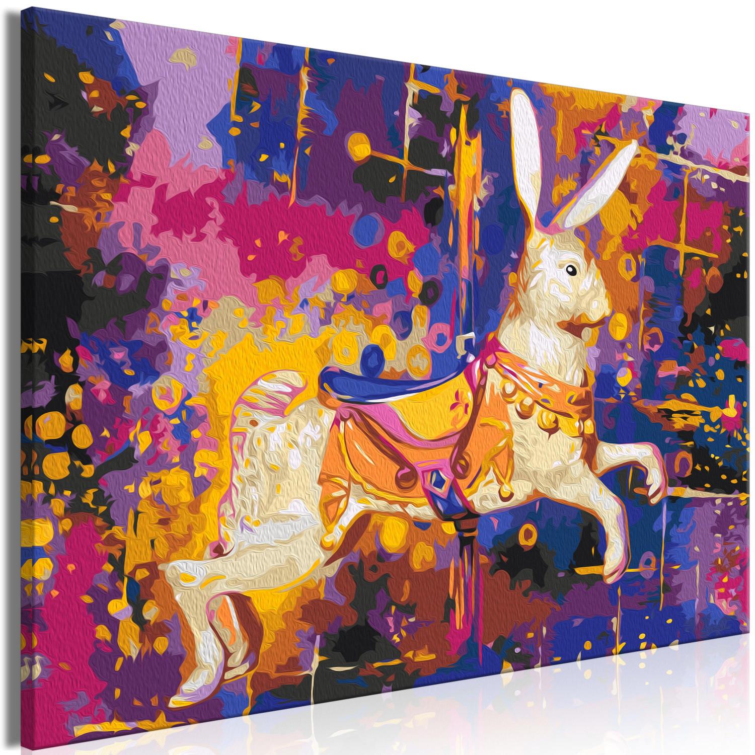 Paint by Number Kit Wonderland Rabbit - Artistic Abstraction With a Dressed Animal