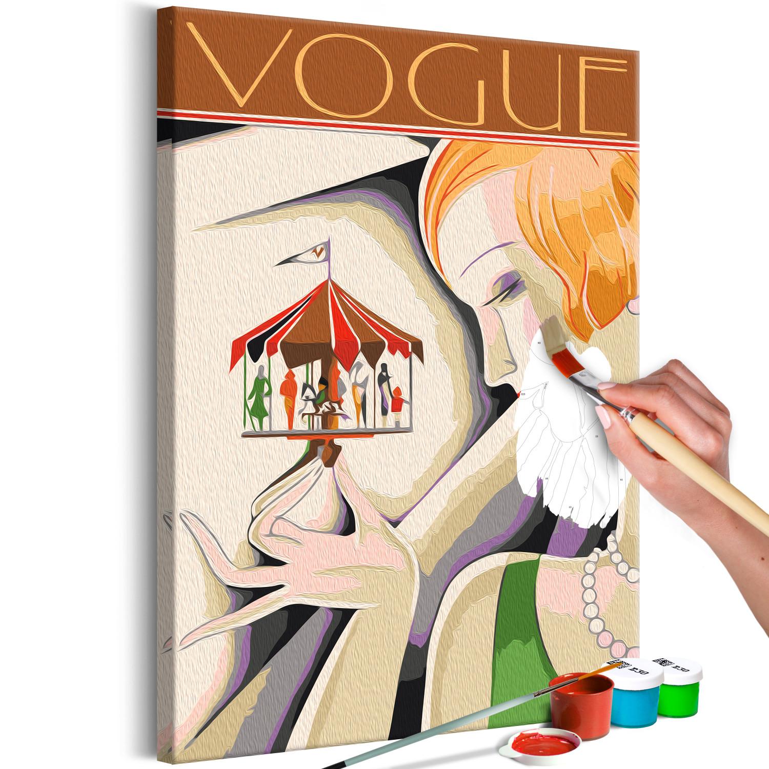 Paint by Number Kit Fashion Carousel - Smiling Woman With a Thumbnail in Her Hand