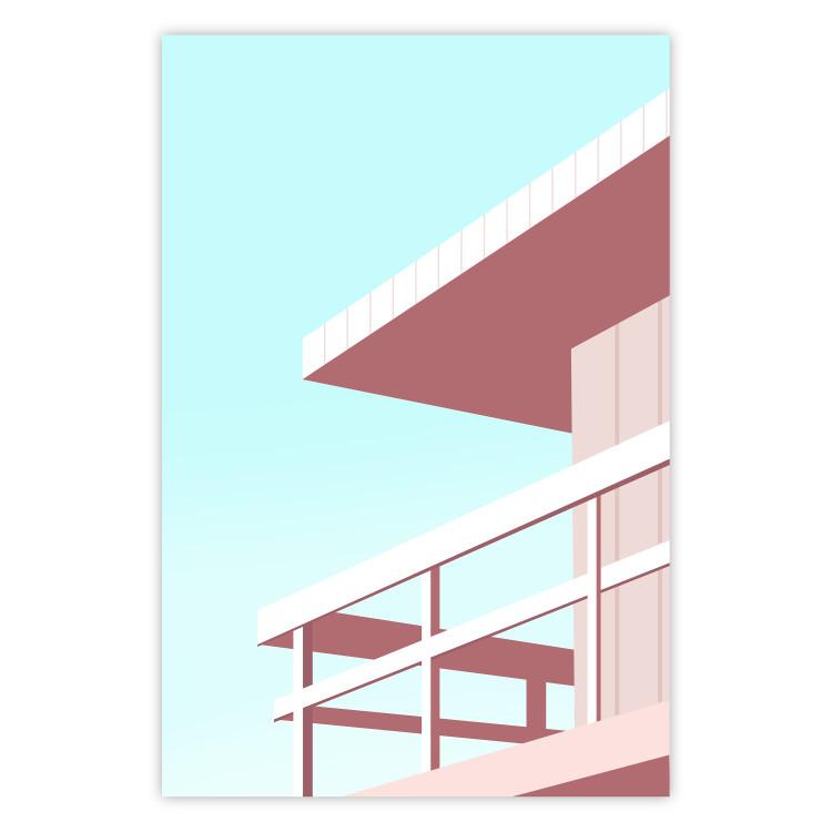 Beach Vacation - Minimalist Pink Lifeguard Tower Against the Sky