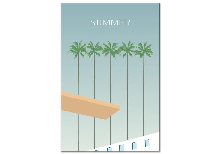 Canvas Print Summer Time - Retro Style Holiday Artwork With Palm Trees by the Pool