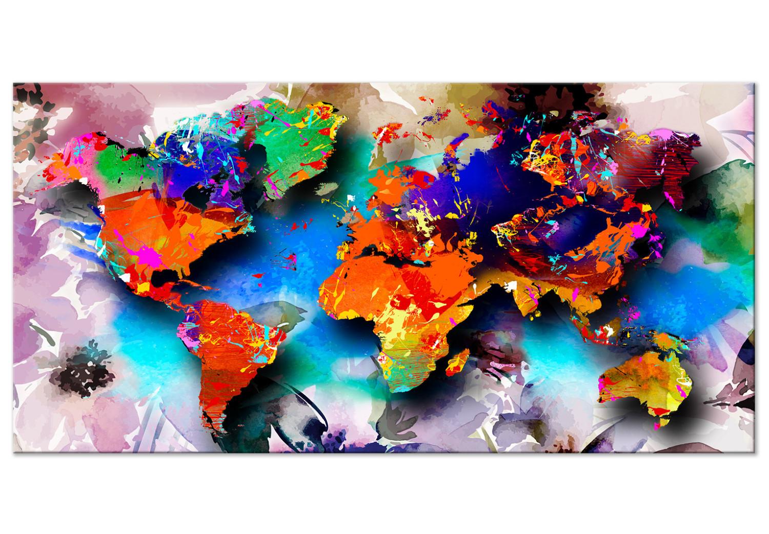 Canvas Colorful Continents (1-piece) - colorful abstract world map