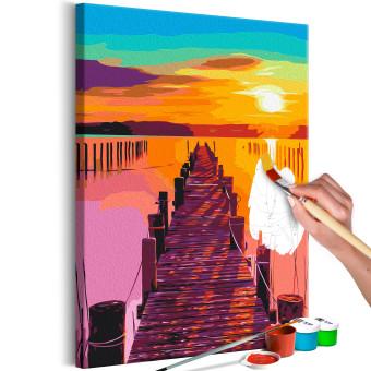 Paint by Number Kit Sun and Shadows - Play of Light on the Pier, Dynamic Sky