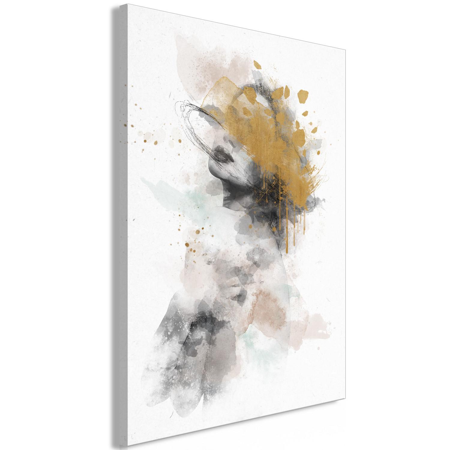 Canvas Golden Sigh (1-part) - Abstract Portrait of a Woman's Face