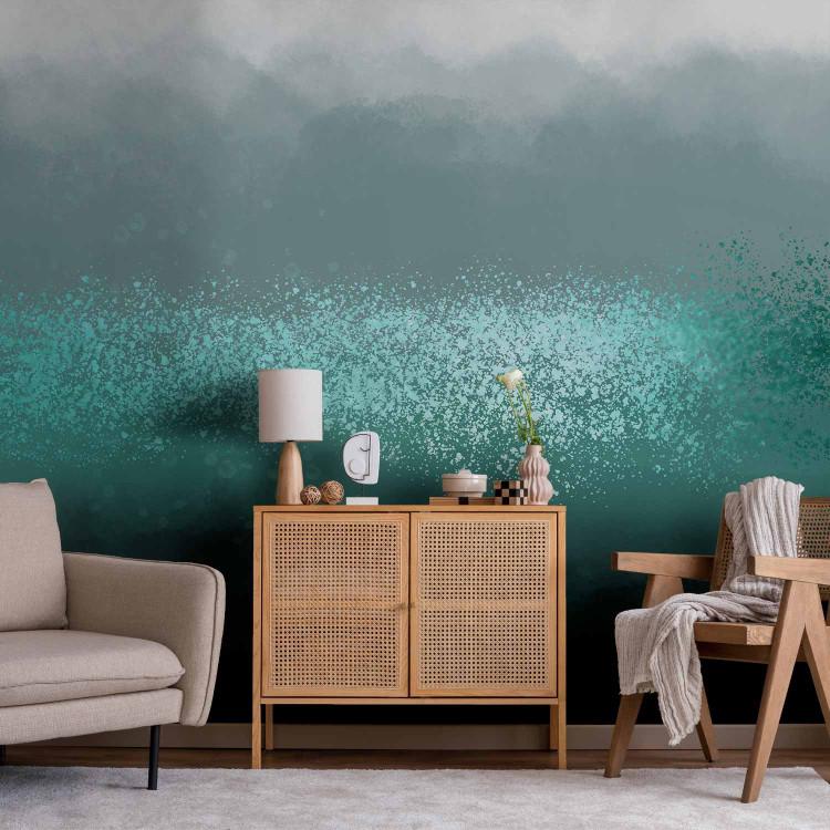 Wall Mural Abstraction - horizontal transitions of black and white with an element of blue