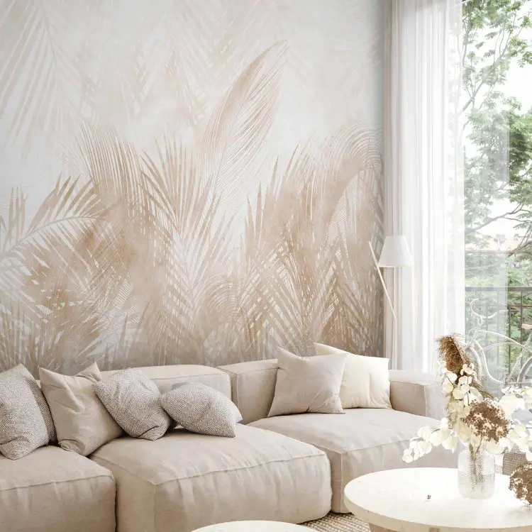 Relaxed plants - interpenetrating palm leaves in sepia tones