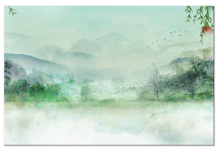 Misty Landscape (1-piece) - green landscape overlooking forest and mountains