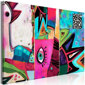 Canvas Cheerful Bird (1-piece) - colorful abstraction in unusual shapes