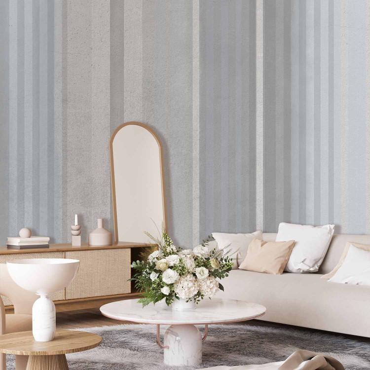 Wall Mural Vertical geometric symmetrical stripes - shades of grey and blue