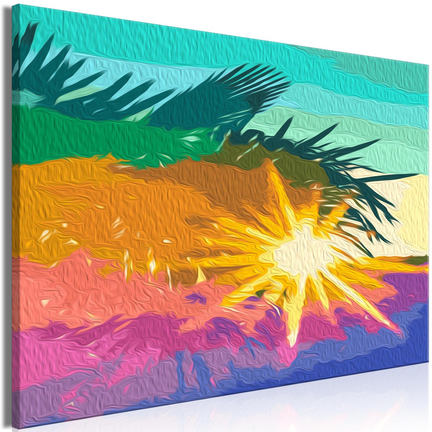 Paint by Number Kit Sunny Morning - Palm Trees Illuminated With Cheerful Colors