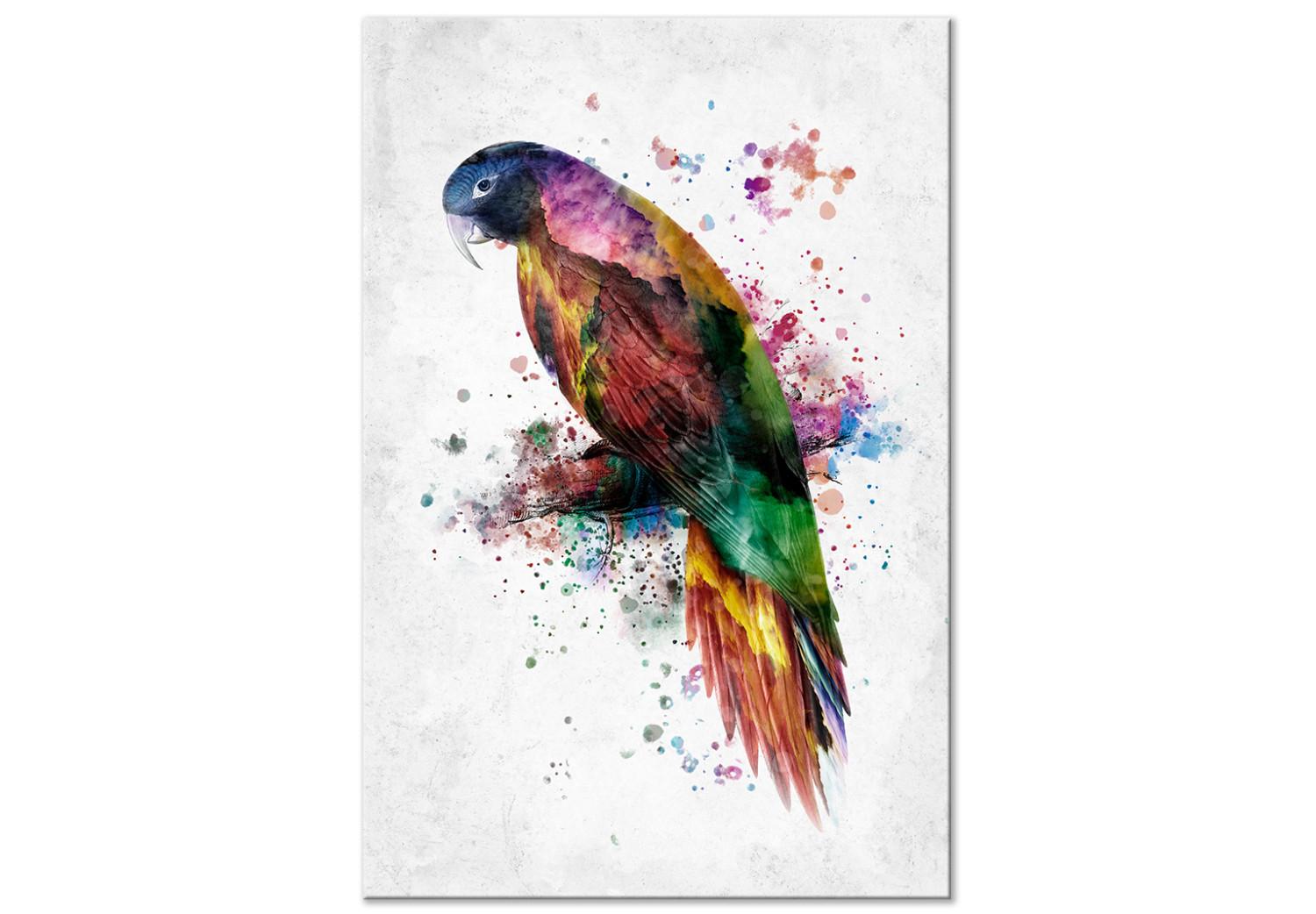 Canvas Rainbow Bird (1-piece) - colorful macaw parrot painted with watercolors