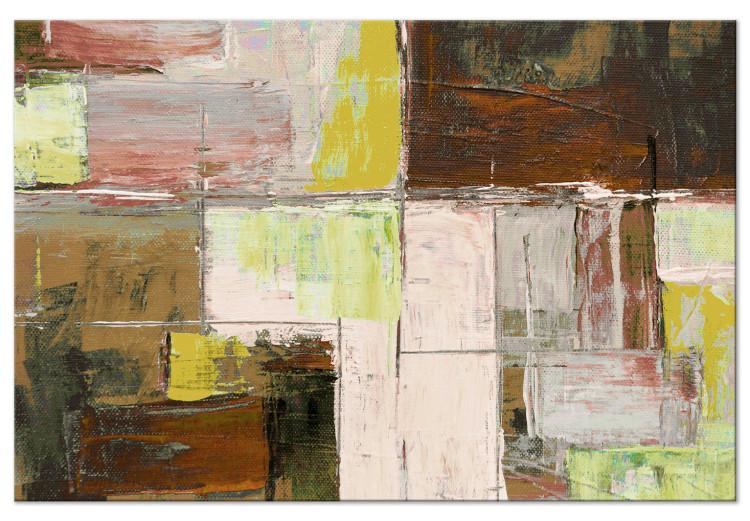 Canvas Print Oil Abstraction - Geometric Composition of Bronze Painted With Paints