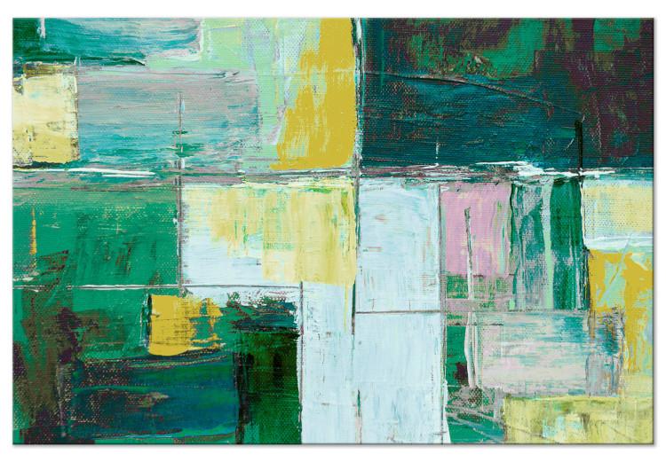Canvas Print Oil Abstraction - A Geometric Composition of Green, Painted With Paints