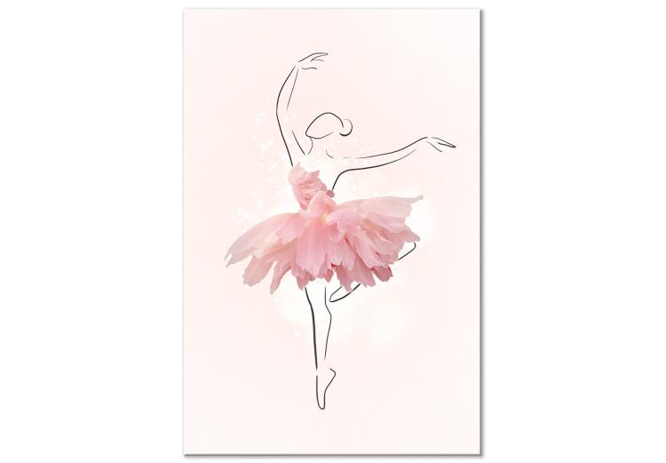 Ballerina (1-piece) - woman's line art in a pink floral dress