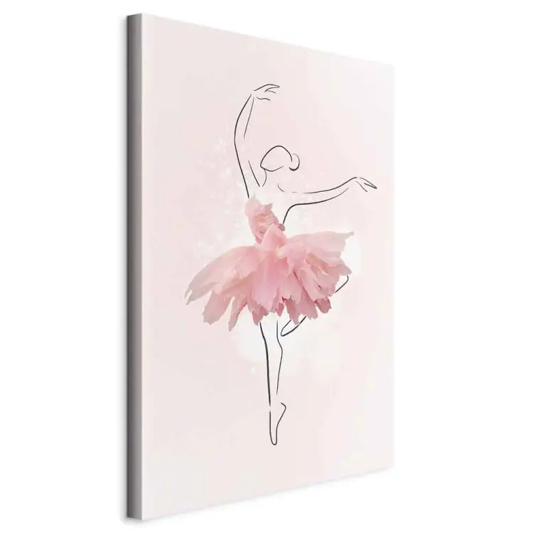 Ballerina - woman's line art in a pink floral dress