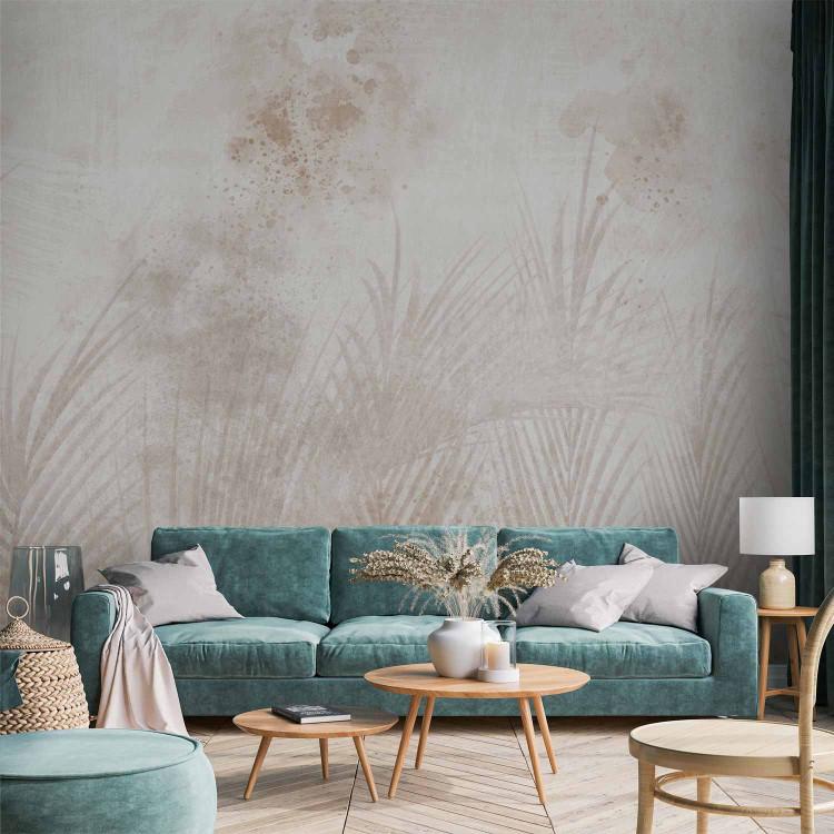 Sandy Relaxation - Delicate Beige Palm Leaves
