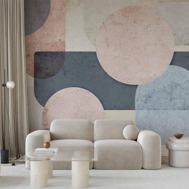 Wall Mural Geometric Disorder - Abstract Composition of Pastel Shapes - First Variant