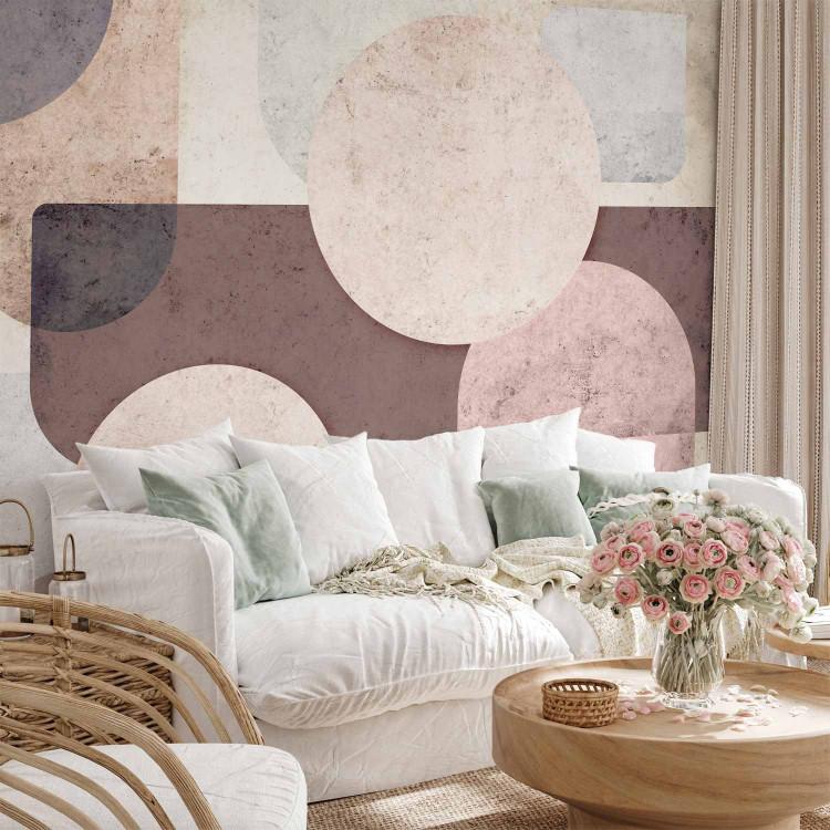 Wall Mural Geometric Disorder - Abstract Composition of Pastel Shapes - The Third Variant