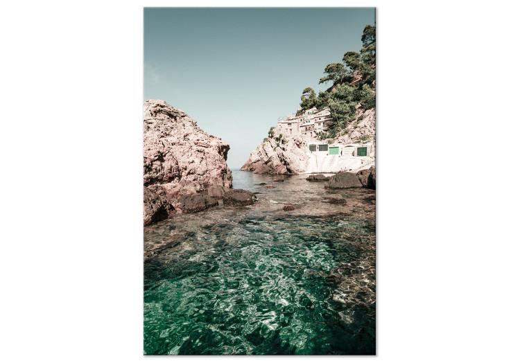 Canvas Print Cottages in the Balearic Islands - Seascape With Rocks in the Background