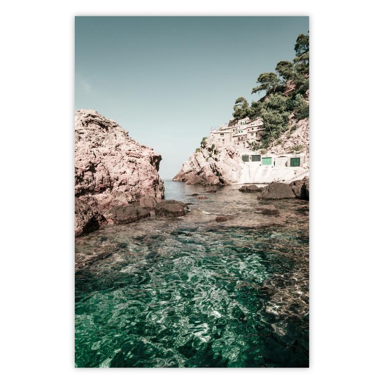 Rocks in the Balearic Islands - Seascape With Houses in the Background