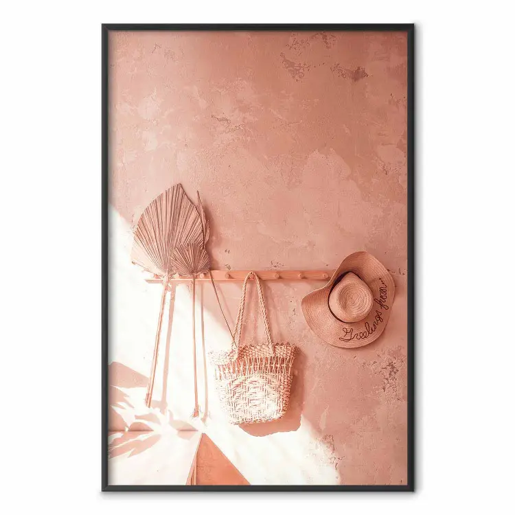 Fan and Hat - Beach Objects Hanging on a Wall