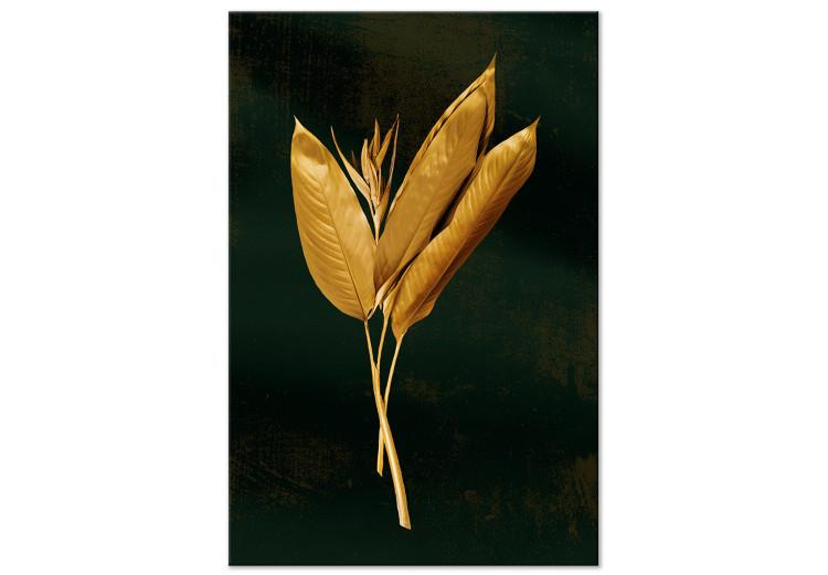 Canvas Print Bouquet of Leaves - Dark Green Background With Golden Vegetation