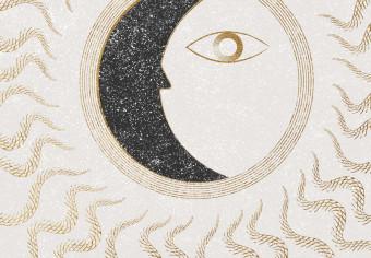 Canvas Moon and Sun - Graphical Representation of Celestial Bodies in Shades of Gold