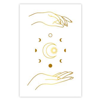 Poster Magic Symbols - All Phases of the Moon and Golden Hands