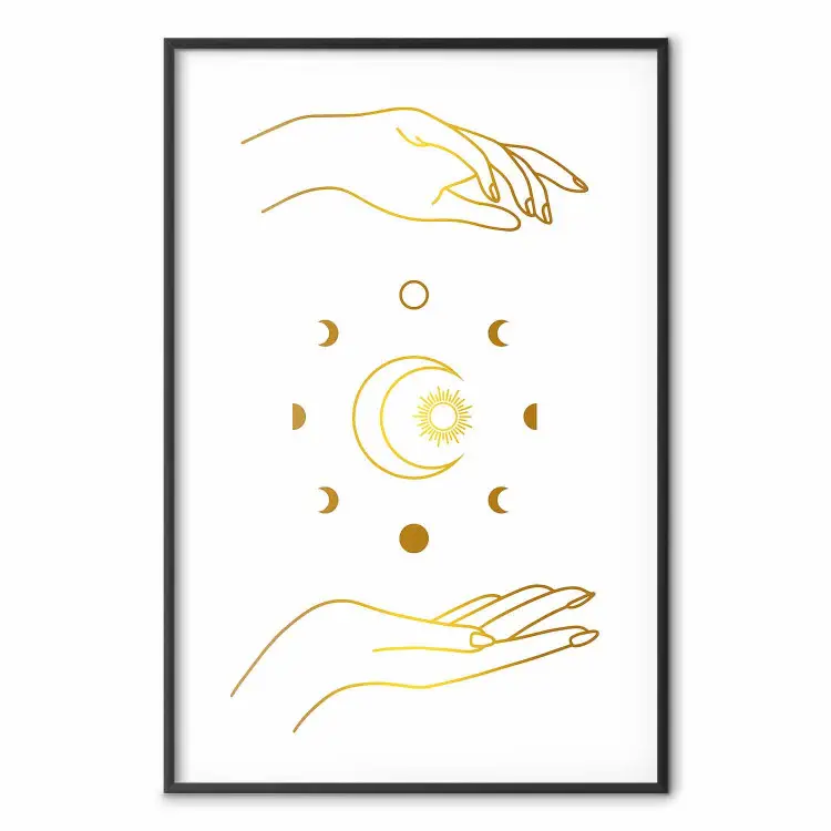 Magic Symbols - All Phases of the Moon and Golden Hands