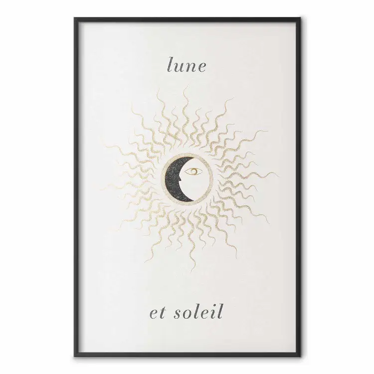 Moon and Sun - Graphic Depiction of Celestial Bodies in Light Tones