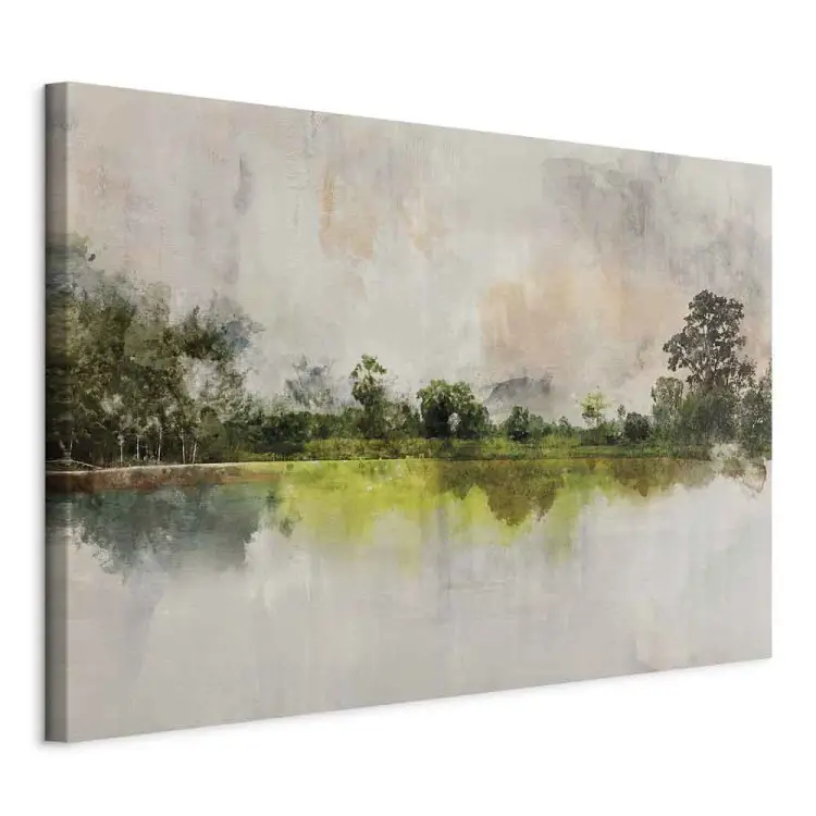 Rural Atmosphere - Rustic Painted Landscape With a Fragrant Forest