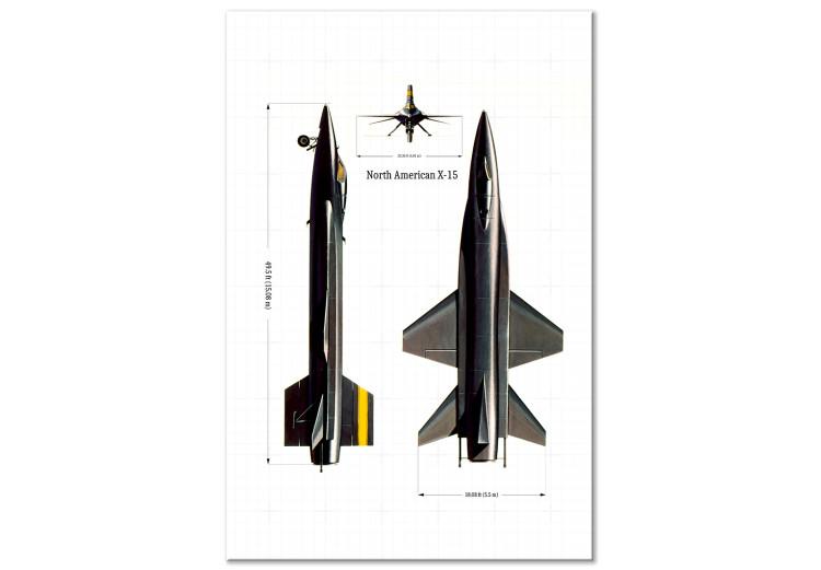 Canvas Print North American X-15 - Technical Projection with Dimensions