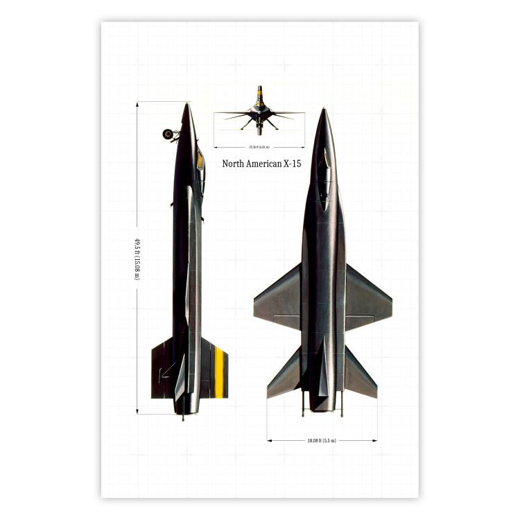 North American X-15 - Rocket Plane in Projection with Dimensions