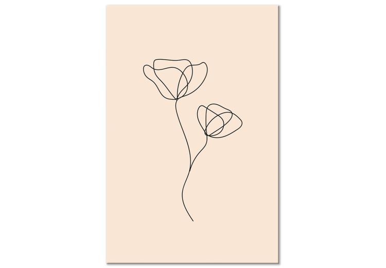 Canvas Print Linear Flower - Minimalistic Composition on a Beige Background