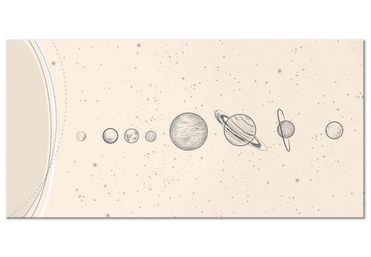 Large Canvas Print Solar System - Minimalistic Planets in Lineart Style