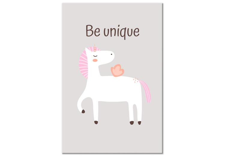 Canvas Print Be Unique - Cute Unicorn and Motivating Slogan for Kids