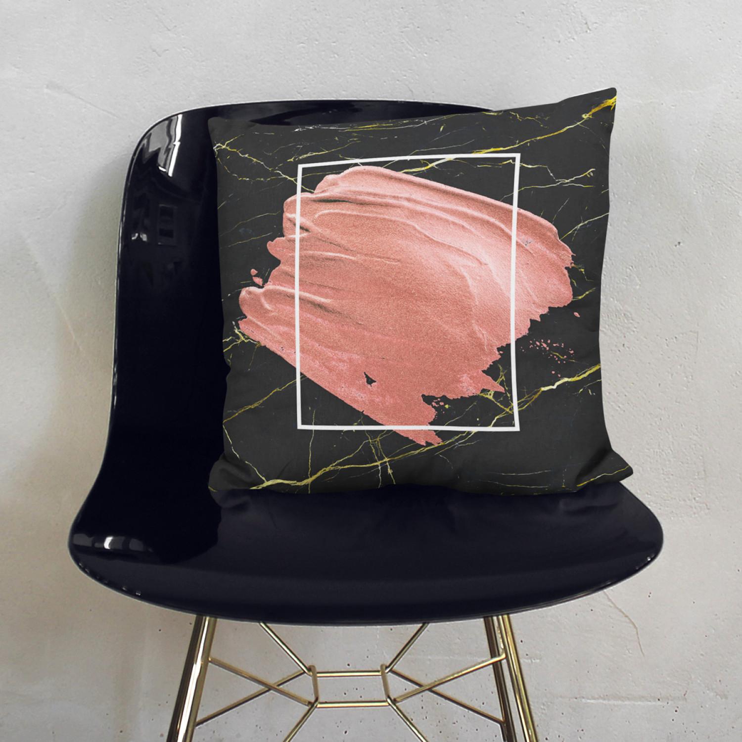 Decorative Microfiber Pillow Pearl pink - an abstract composition on black marble background cushions