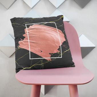 Decorative Microfiber Pillow Pearl pink - an abstract composition on black marble background cushions