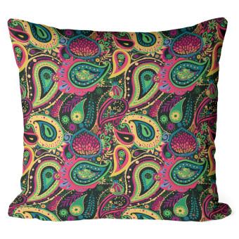 Decorative Microfiber Pillow Colourful teardrops - composition with geometric motif and flowers cushions