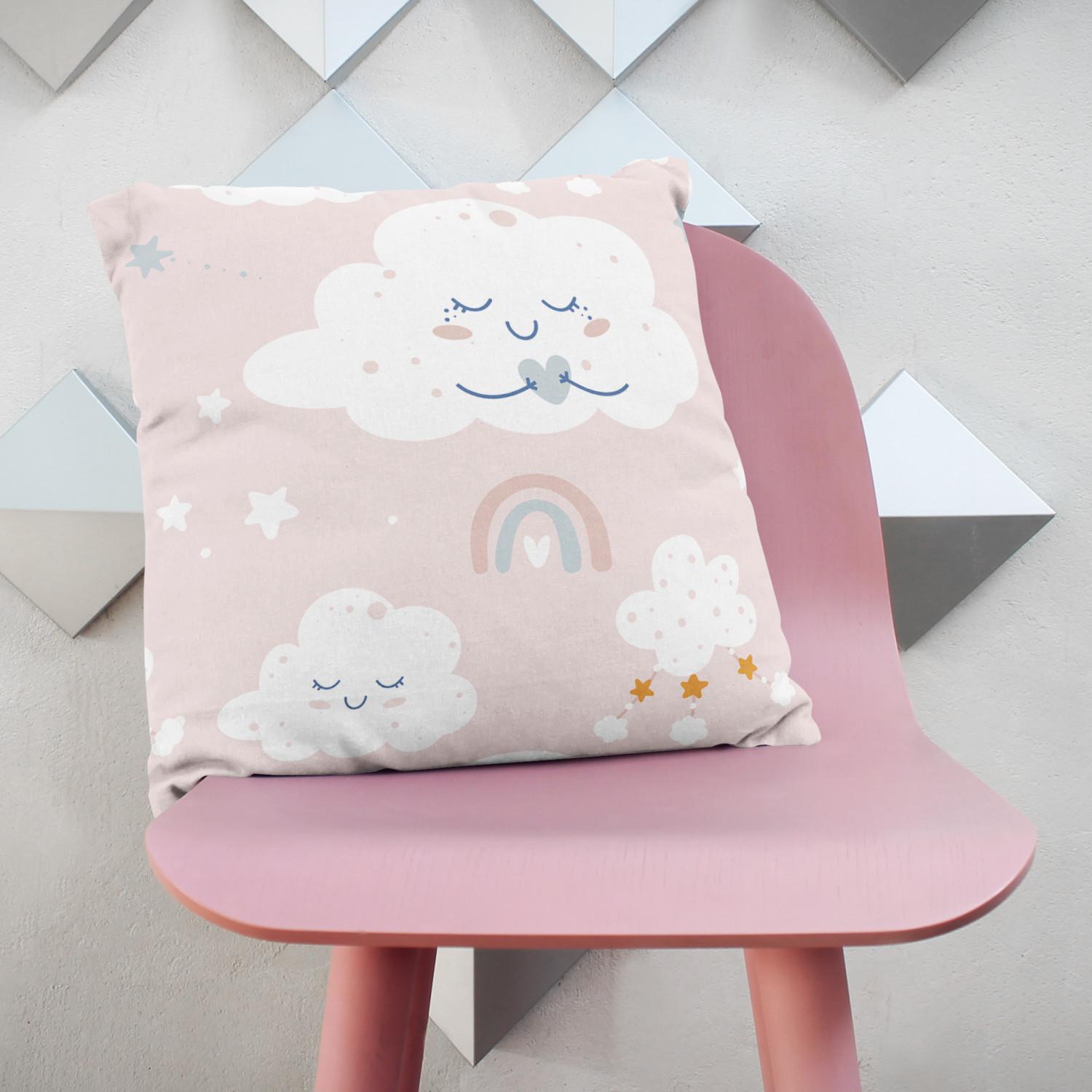 Decorative Microfiber Pillow Cloudscapes - composition in shades of white and pink cushions