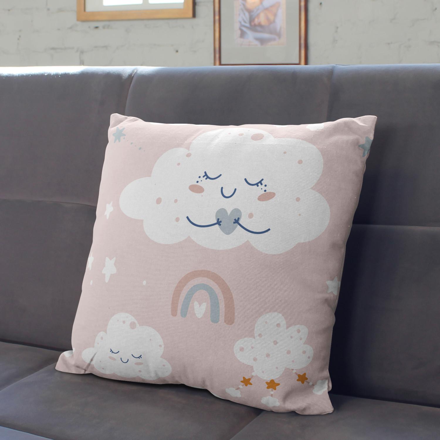 Decorative Microfiber Pillow Cloudscapes - composition in shades of white and pink cushions