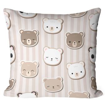 Decorative Microfiber Pillow Bear pack - animals on striped background in shades of brown and white cushions