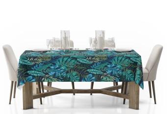 Tablecloth Monstera in blue glow - plant motif with exotic leaves