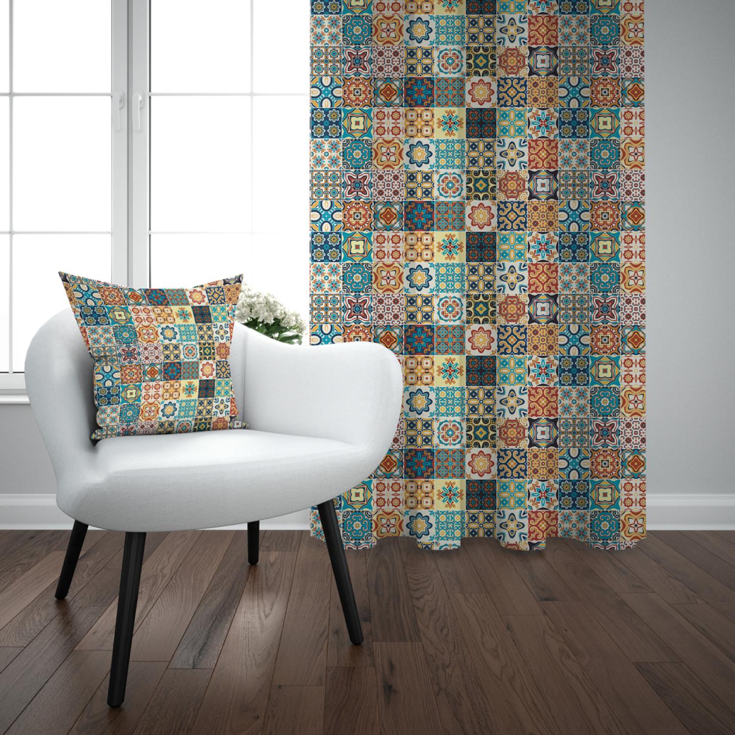 Decorative Curtain Spanish arabesque - a motif inspired by patchwork-style ceramics
