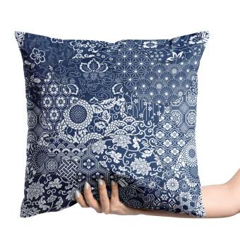 Decorative Velor Pillow Floral mosaic - composition in shades of blue and white