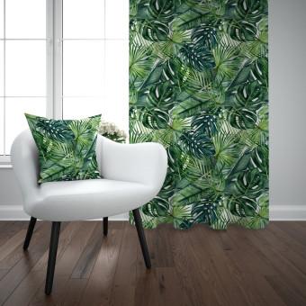 Decorative Curtain Green corner - leaves of various shapes, shown on a white background