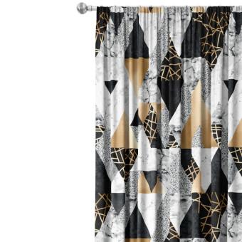 Decorative Curtain Elegenat geometry - a minimalist design with imitation marble and gold