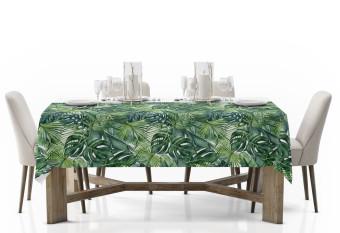 Tablecloth Green corner - leaves of various shapes, shown on a white background