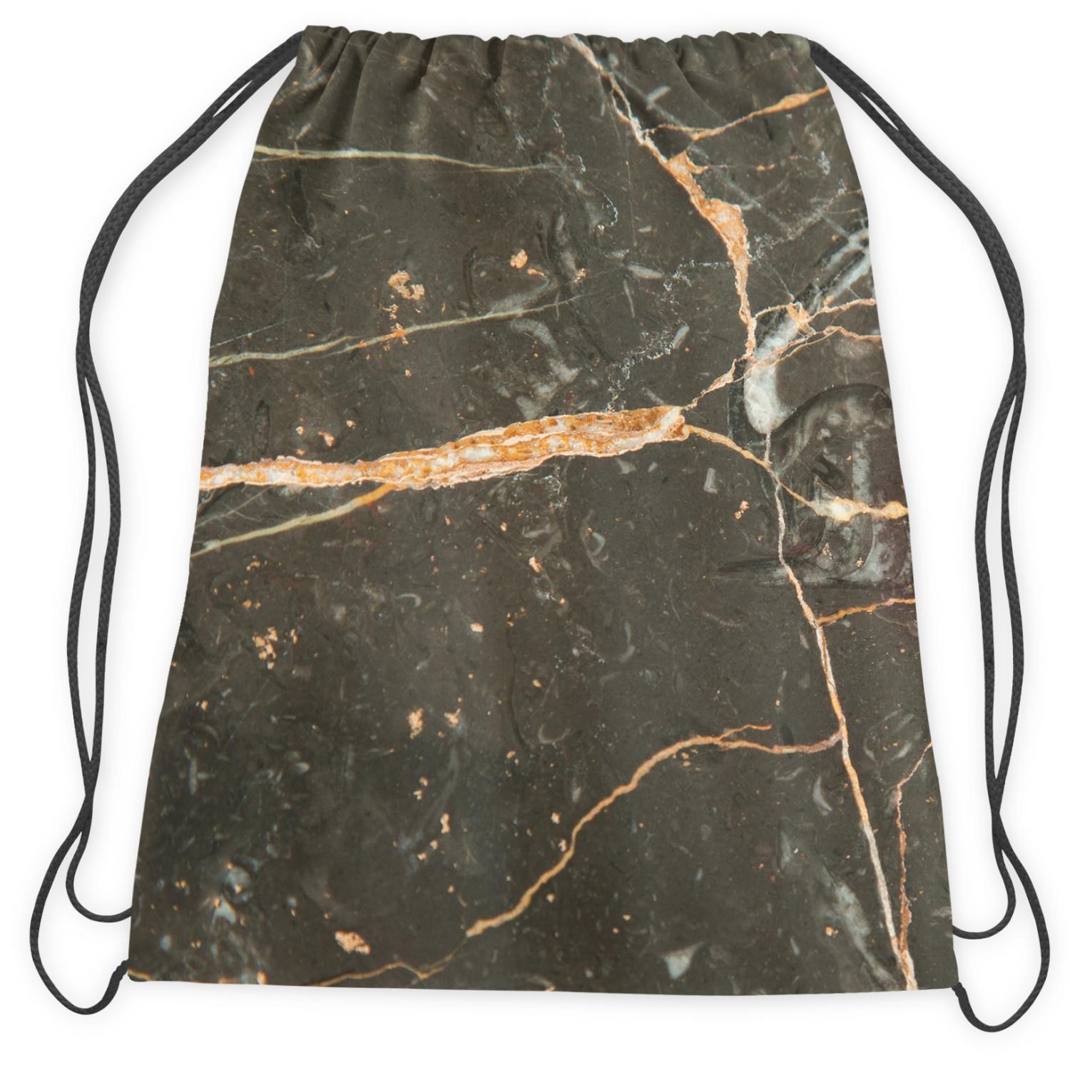 Backpack Liquid marble - a graphite pattern imitating stone with golden streaks